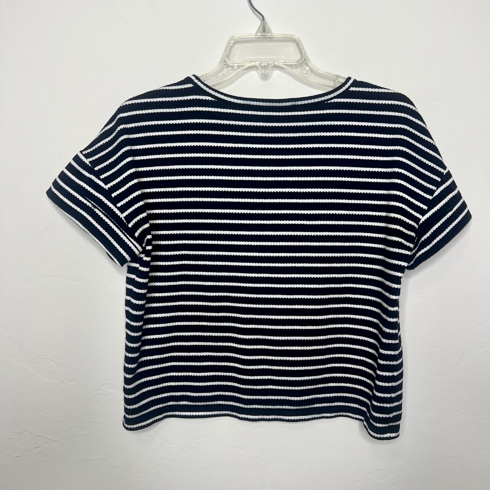 Loft Navy and White Wavy Striped Top Nautical Coastal - Picture 5 of 7